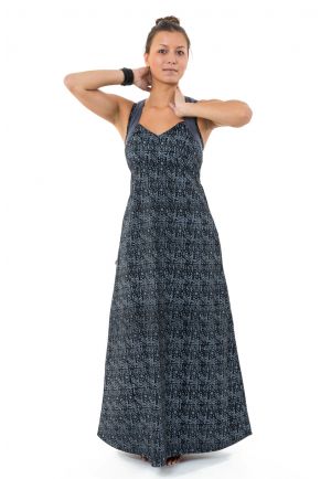 Robe longue originale princesse ethnique noir gris Alyna