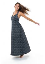 Robe longue originale princesse ethnique noir gris Alyna