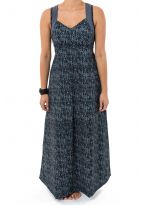 Robe longue originale princesse ethnique noir gris Alyna