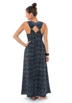 Robe longue originale princesse ethnique noir gris Alyna