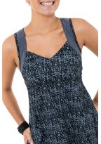 Robe longue originale princesse ethnique noir gris Alyna