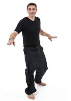 Pantalon sarouel baggy droit homme femme noir uni Sarul