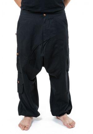 Pantalon sarouel baggy droit homme femme noir uni Sarul