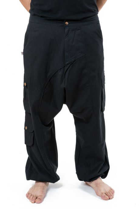 Pantalon sarouel baggy droit homme femme noir uni Sarul