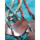 CO209 collier perle de verre torsade et 3 ovales bois
