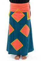Jupe longue bleu petrole rose corail moutarde Ozanj