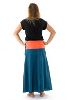 Jupe longue bleu petrole rose corail moutarde Ozanj