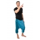 Sarouel pantacourt babacool homme pur coton leger bleu zen