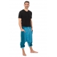 Sarouel pantacourt babacool homme pur coton leger bleu zen