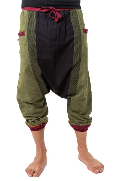 Sarwel pantacourt mixte coton leger noir vert jaune rouge