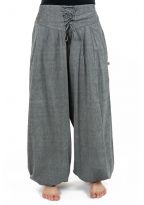 Pantalon ethnic chic aladin zen ceinture corset gris chine Divyna