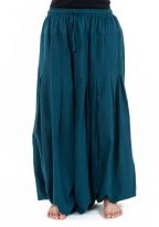 Saroual ethnique fourche extra basse façon jupe petrol blue Dhangadi