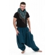 Pantalon sarwal zen Nepal homme femme coton leger bleu petrole