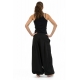 Pantalon ethnique large bouffant droit femme noir uni Damh
