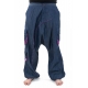 Sarouel baggy femme urban ethnic blue jean denim et violet Sikha