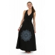 Robe longue dos nu mandala print noir gris Jeanne