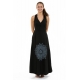Robe longue dos nu mandala print noir gris Jeanne