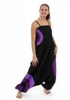 Combinaison sarouel femme coton doux noir violet mauve Halo