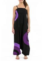 Combinaison sarouel femme coton doux noir violet mauve Halo