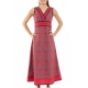 Robe longue ethnique chic rouge gris Alycia