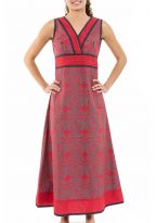Robe longue ethnique chic rouge gris Alycia