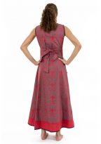 Robe longue ethnique chic rouge gris Alycia