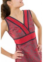 Robe longue ethnique chic rouge gris Alycia