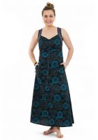 Robe longue originale print decollete et bretelles Asibaji