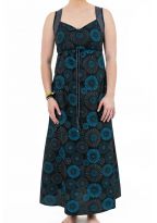 Robe longue originale print decollete et bretelles Asibaji