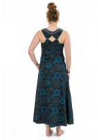 Robe longue originale print decollete et bretelles Asibaji
