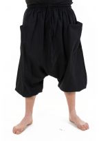 Saroual pantacourt bermuda homme coton leger noir uni Adhara