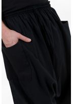 Saroual pantacourt bermuda homme coton leger noir uni Adhara