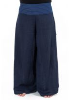 Pantalon ethnique leger navy blue chine et rayures Nausika