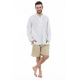 Chemise ethnic asia col mao boutons coton blanc milk Dudha face