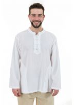 Chemise ethnic asia col mao boutons coton blanc milk Dudha full size