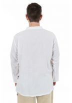 Chemise ethnic asia col mao boutons coton blanc milk Dudha dos
