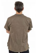 Chemise ethnique manches courtes col mao dark chanvre dos