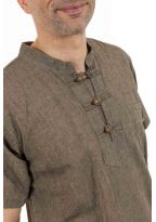 Chemise ethnique manches courtes col mao dark chanvre zoom