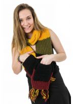 Echarpe poches moufles pure laine multicolore