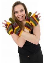 Gants 100% laine douce doublés polaire multicolores