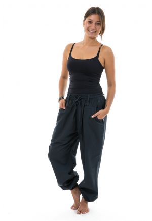 Pantalon jogging ethnique femme homme noir Sindalah face