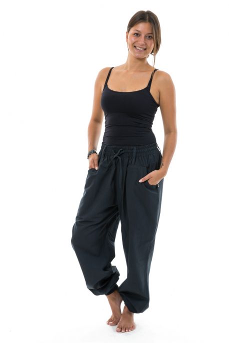 Pantalon jogging ethnique femme homme noir Sindalah face