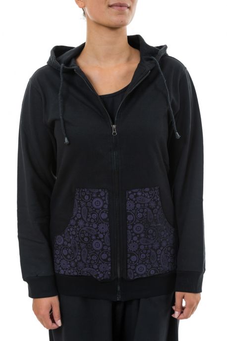 Veste sweat capuche print pockets Kasmiri full size