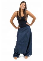Sarouel femme jean denim fourche basse Lehni face