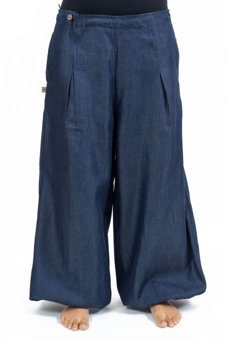 Pantalon ethnique femme bouffant denim souple full size