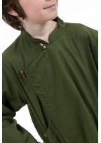 Chemise ethnique tibetaine enfant kaki zoom