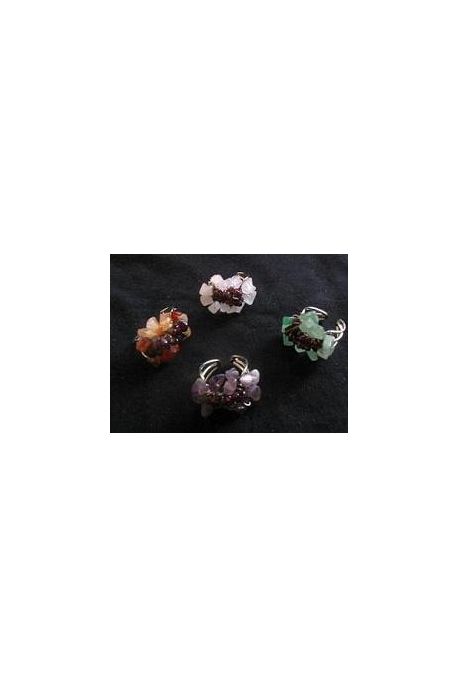 BA12 Bague "Grenat" en pierres semi-precieuses