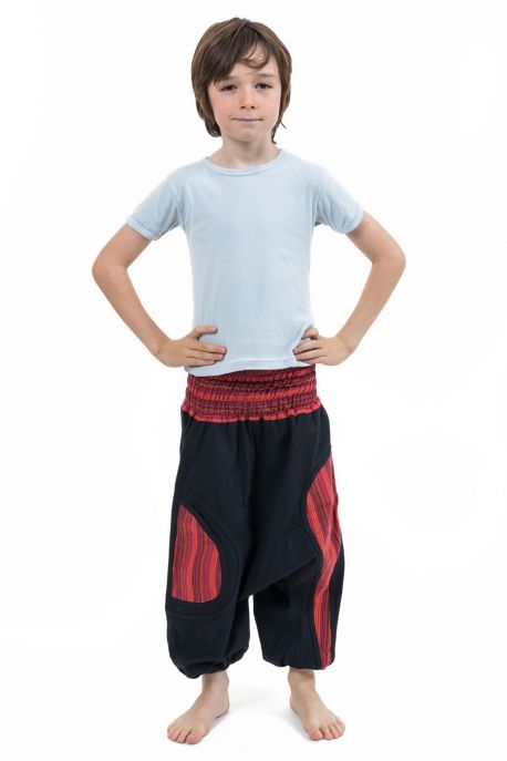 Sarwel elastique enfant noir rouge Pataya face