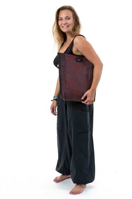 Sac tote bag coton ethnic Royal noir gris bordeaux