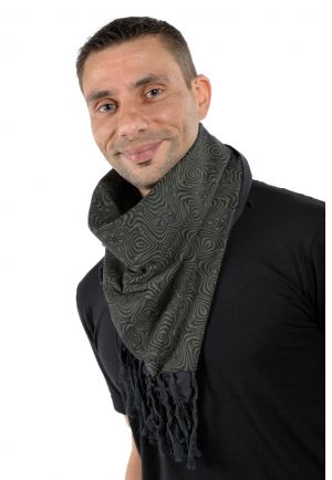 Cheche foulard coton epais noir kaki psychedelic 